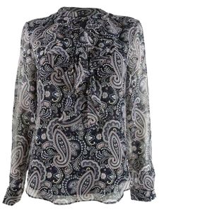 Tommy Hilfiger Paisley Print Tie-front Ruffle Blouse